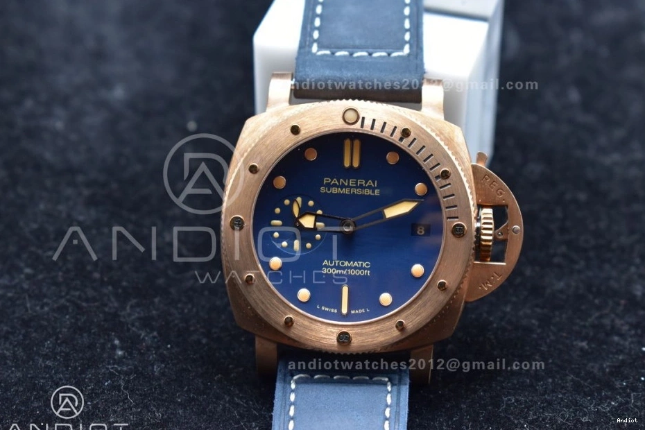 VSF Strap Blue Edition Clone 974 Blue Dial P.900 Bronzo Seasonal 1:1 Best on Calfskin PAM1074 W 0809